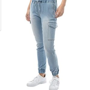 NWT Almost Famous Blue Jean Cargo Jumper